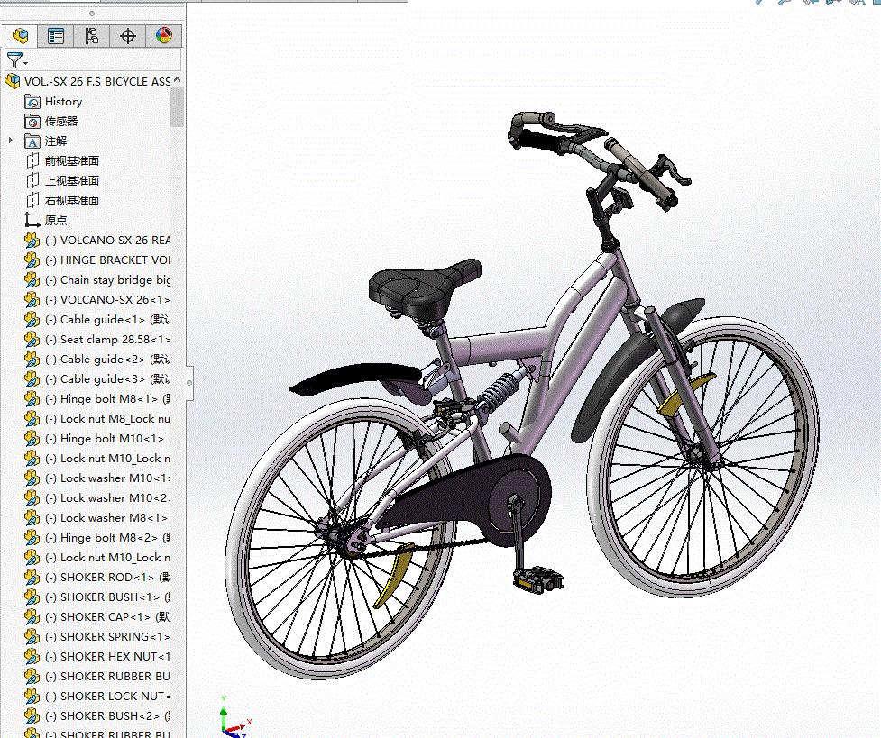 带减震山地自行车详细版本设计模型